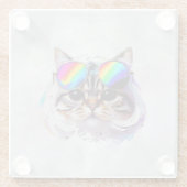 Katze in einer Perücke + Sonnenbrille (Gemälde #3) Glasuntersetzer (Rückseite)