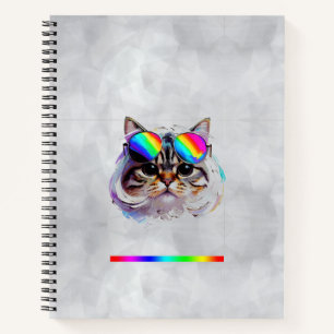 Katze in einer Perücke + Sonnenbrille (Gemälde #3) Notizblock
