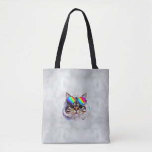 Katze in einer Perücke + Sonnenbrille (Gemälde #3) Tasche
