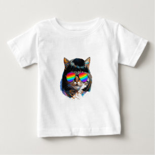 Katze in einer Perücke + Sonnenbrille (Gemälde #5) Baby T-shirt