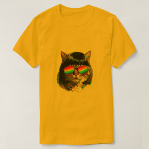 Katze in einer Perücke + Sonnenbrille (Gemälde #5) T-Shirt