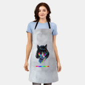 Katze in einer Perücke + Sonnenbrille (Gemälde #6) Schürze (Getragen)