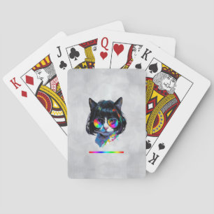 Katze in einer Perücke + Sonnenbrille (Gemälde #6 Spielkarten