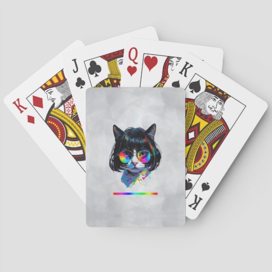 Katze in einer Perücke + Sonnenbrille (Gemälde #6  Spielkarten (Rückseite)
