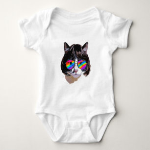 Katze in einer Perücke + Sonnenbrille (Gemälde #8) Baby Strampler