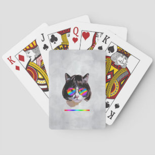 Katze in einer Perücke + Sonnenbrille (Gemälde #8 Spielkarten