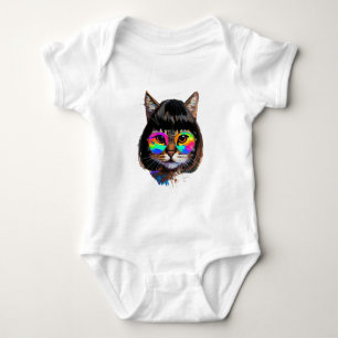 Katze in einer Perücke + Sonnenbrille (Gemälde #9) Baby Strampler