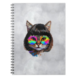 Katze in einer Perücke + Sonnenbrille (Gemälde #9) Notizblock