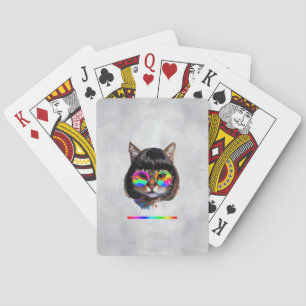 Katze in einer Perücke + Sonnenbrille (Gemälde #9 Spielkarten