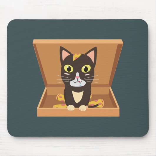 Katze in einer Pizzabox Mousepad (Vorne)