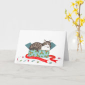 Katze in einer Schachtel Weihnachtskarte Karte (Gelbe Blume)