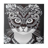 Katze in einer Schwarz-Weiß-Maske Fliese (Vorderseite)