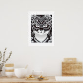 Katze in einer Schwarz-Weiß-Maske Poster (Küche)