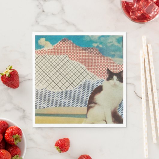 Katze in einer seltsamen Landschaft Serviette (Beispiel)