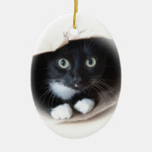 Katze in einer Tasche Keramikornament (Vorne)