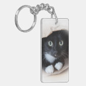 Katze in einer Tasche Schlüsselanhänger (Vorderseite links)
