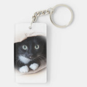 Katze in einer Tasche Schlüsselanhänger (Rückseite)