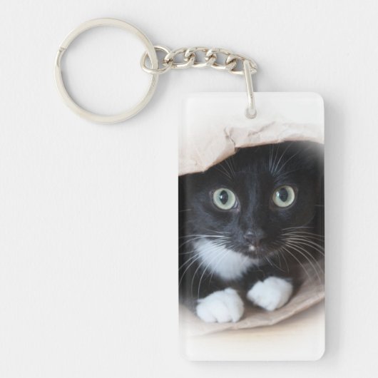 Katze in einer Tasche Schlüsselanhänger (Vorderseite)