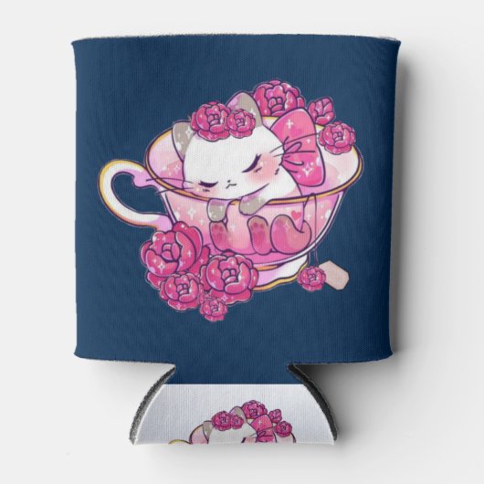 Katze in einer Tasse Tee Dosenkühler (Vorderseite)