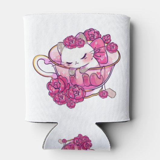 Katze in einer Tasse Tee Dosenkühler (Rückseite)