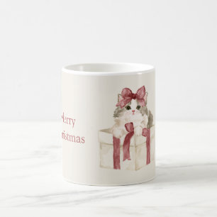 Katze in einer Weihnachtsbox Kaffeetasse