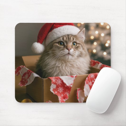 Katze in einer Weihnachtsgeschenkbox Mousepad (Mit Mouse)