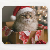 Katze in einer Weihnachtsgeschenkbox Mousepad (Vorne)