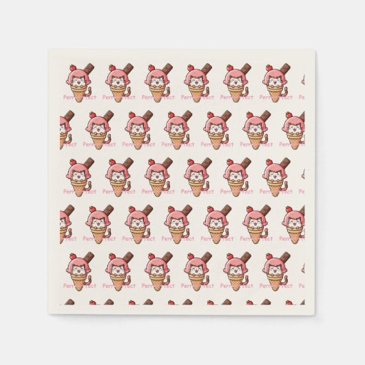 Katze in Eiscreme Cone Perfekt Serviette (Vorderseite)
