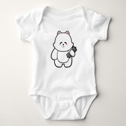 Katze in Fitness mit Dumbell Baby Strampler (Vorderseite)