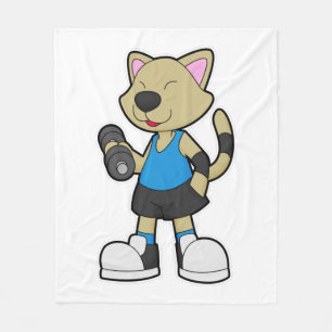 Katze in Fitness mit Dumbell Fleecedecke