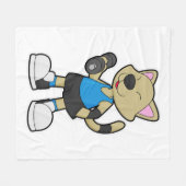 Katze in Fitness mit Dumbell Fleecedecke (Vorderseite (Horizontal))