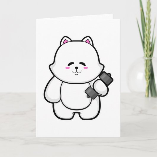 Katze in Fitness mit Dumbell Karte (Vorderseite)