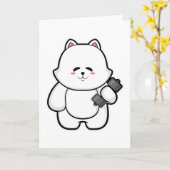 Katze in Fitness mit Dumbell Karte (Gelbe Blume)