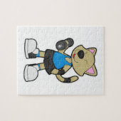 Katze in Fitness mit Dumbell Puzzle (Horizontal)