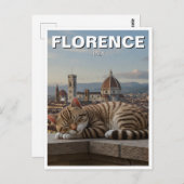 Katze in Florenz Italien Duomo Travel Postkarte (Vorne/Hinten)