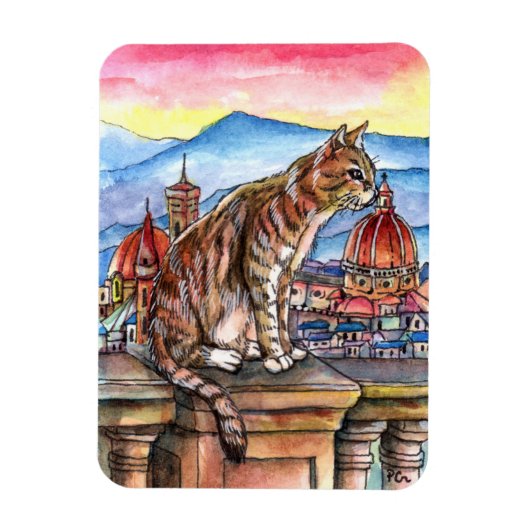 Katze in Florenz Magnet (Vertikal)