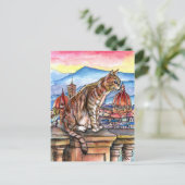 Katze in Florenz Postkarte (Stehend Vorderseite)