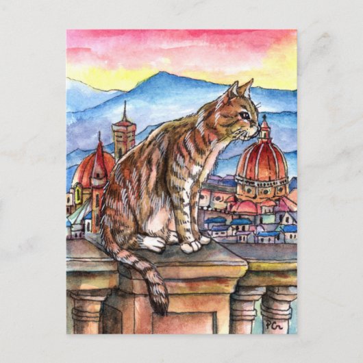 Katze in Florenz Postkarte (Vorderseite)