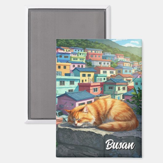 Katze in Gamcheon Kulturdorf Busan Travel Magnet (Vorderseite/Rückseite)