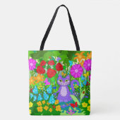 Katze in Garden Fantasy Blume Schmetterlinge Ladyb Tasche (Vorderseite)
