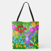Katze in Garden Fantasy Blume Schmetterlinge Ladyb Tasche (Rückseite)
