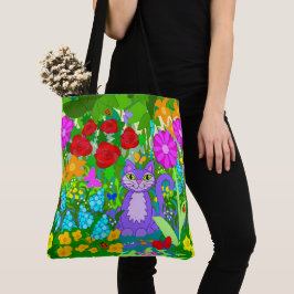 Katze in Garden Fantasy Blume Schmetterlinge Ladyb Tasche