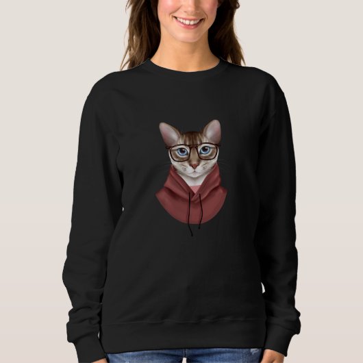Katze in Gläsern Sweatshirt (Vorderseite)