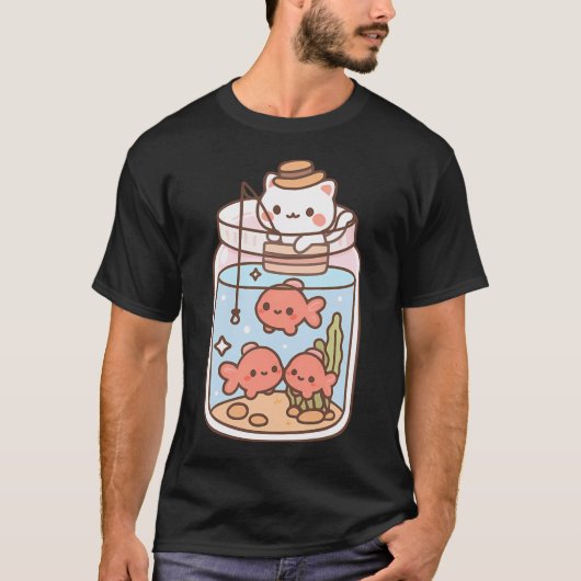 Katze in Glasgefäß T-Shirt (Vorderseite)