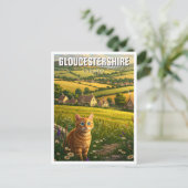 Katze in Gloucestershire England Travel Postkarte (Stehend Vorderseite)