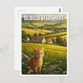 Katze in Gloucestershire England Travel Postkarte (Vorne/Hinten)
