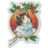 Katze in Goldrahmen Aufkleber (Vorderseite)