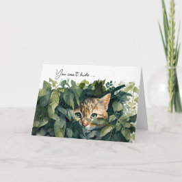 Katze in grünen Blätter Geburtstag Karte