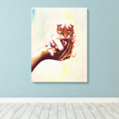 KATZE IN HAND LEINWANDDRUCK (Insitu (Holzboden))