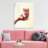 KATZE IN HAND LEINWANDDRUCK (Insitu (Wohnzimmer))